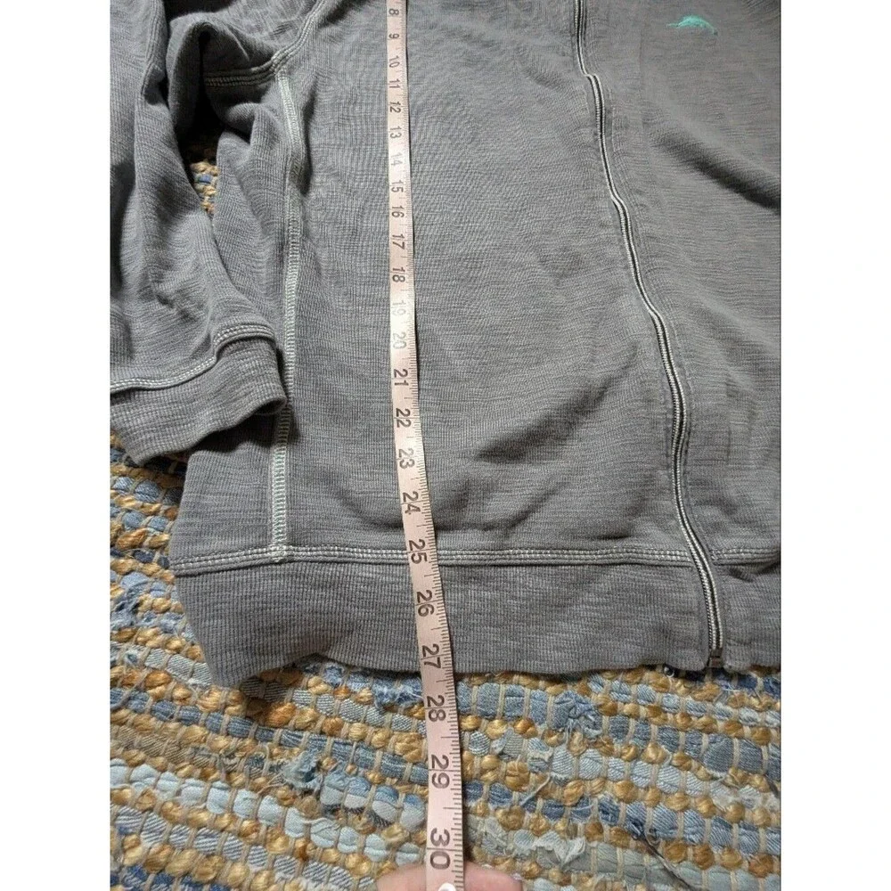 Tommy Bahama Gray Full Zip Jacket L Pima Cotton Contrast Stitching 2010s Casual